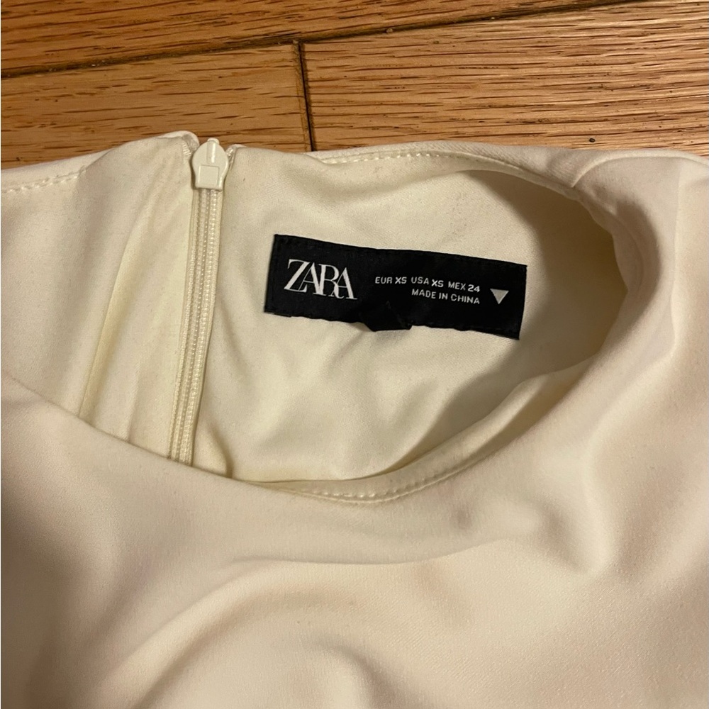 Zara Cream Ruched Midi Dress - Picture 3 of 3